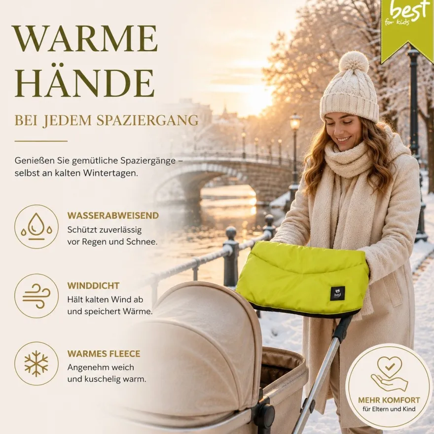 Best For Kids Kinderwagen Handwärmer - Universell, Wasserdicht & Kuschelig, Winter