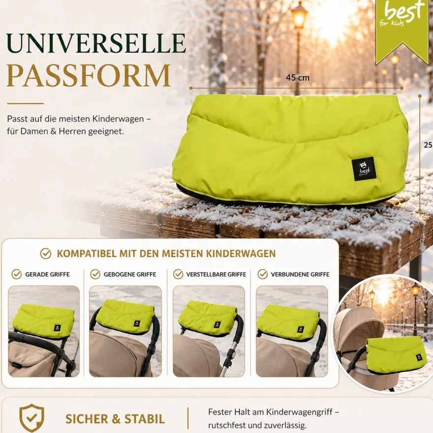 Best For Kids Kinderwagen Handwärmer - Universell, Wasserdicht & Kuschelig, Winter