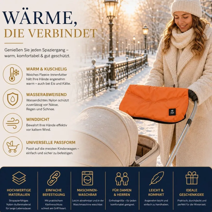 Best For Kids Kinderwagen Handwärmer - Universell, Wasserdicht & Kuschelig, Winter