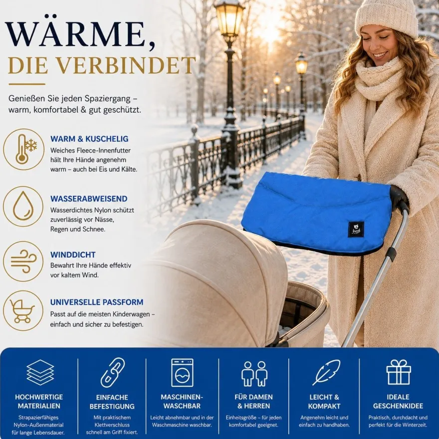 Best For Kids Kinderwagen Handwärmer - Universell, Wasserdicht & Kuschelig, Winter
