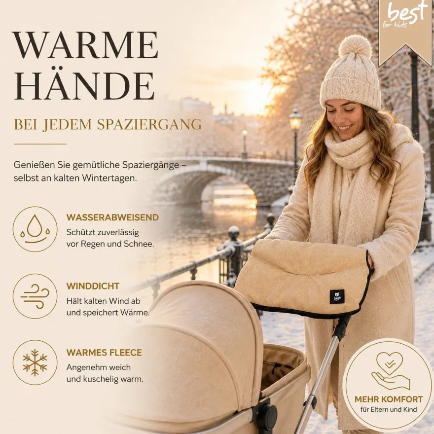 Best For Kids Kinderwagen Handwärmer - Universell, Wasserdicht & Kuschelig, Winter