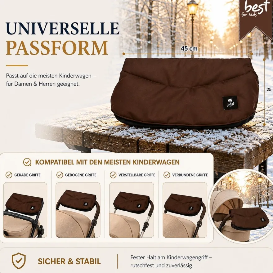 Best For Kids Kinderwagen Handwärmer - Universell, Wasserdicht & Kuschelig, Winter