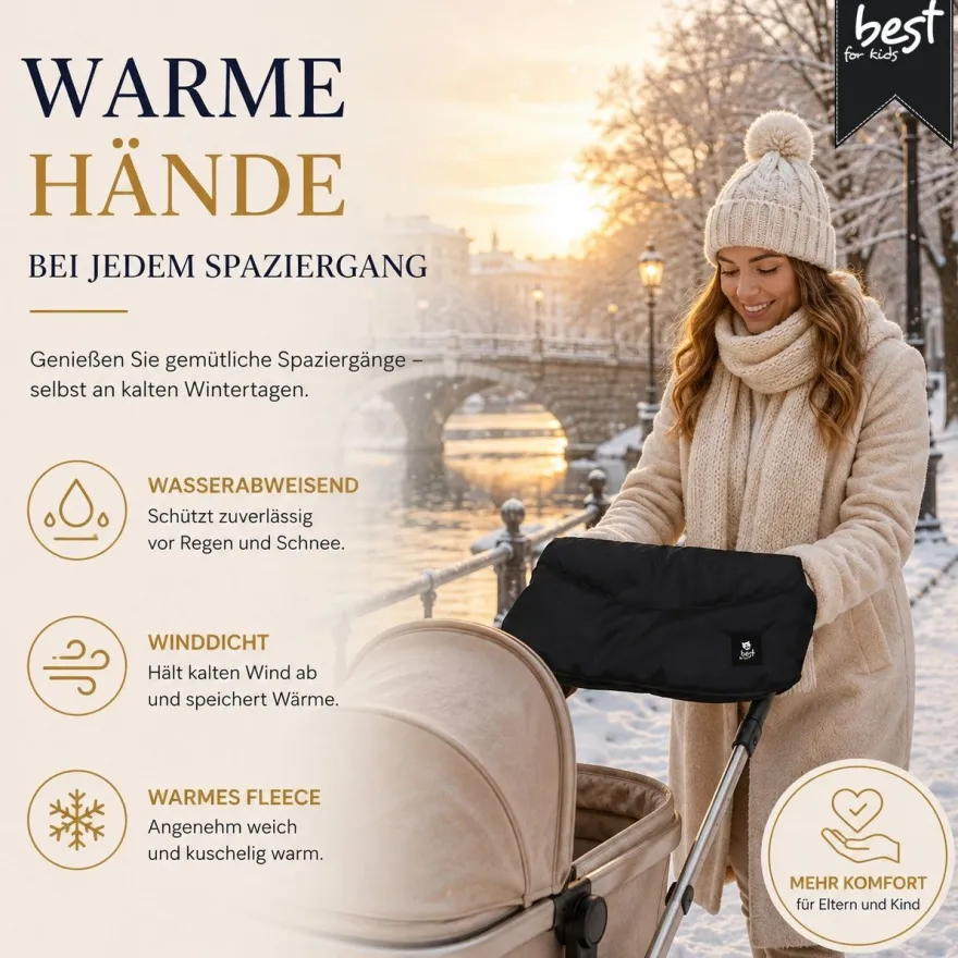 Best For Kids Kinderwagen Handwärmer - Universell, Wasserdicht & Kuschelig, Winter