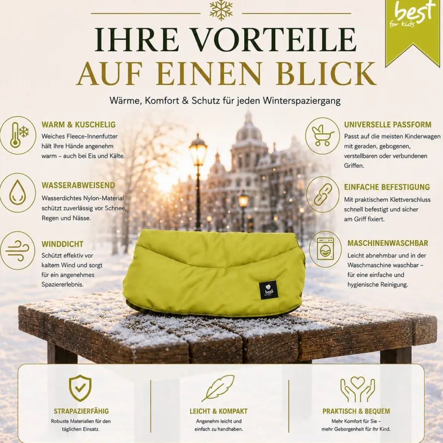 Best For Kids Kinderwagen Handwärmer - Universell, Wasserdicht & Kuschelig, Winter