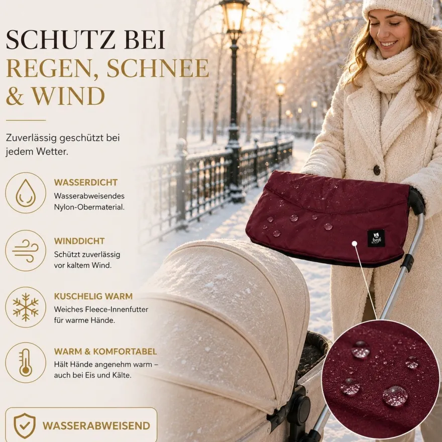 Best For Kids Kinderwagen Handwärmer - Universell, Wasserdicht & Kuschelig, Winter