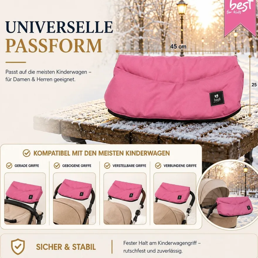 Best For Kids Kinderwagen Handwärmer - Universell, Wasserdicht & Kuschelig, Winter