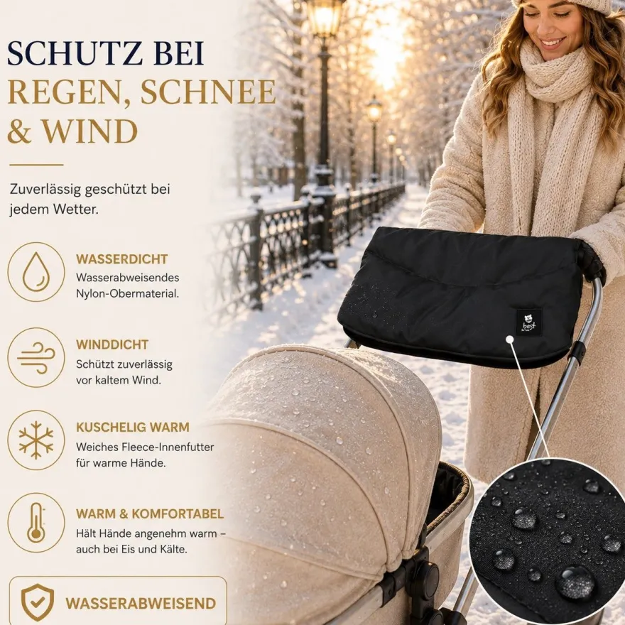 Best For Kids Kinderwagen Handwärmer - Universell, Wasserdicht & Kuschelig, Winter
