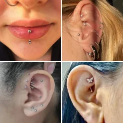 Besyvvin 4er Set Curved Barbell Piercing für Augenbrauen, Lippe, Helix, Rook