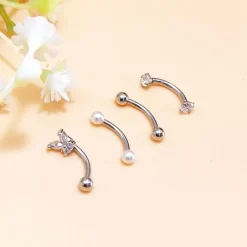 Besyvvin 4er Set Curved Barbell Piercing für Augenbrauen, Lippe, Helix, Rook