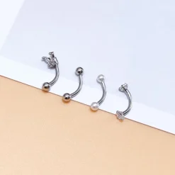 Besyvvin 4er Set Curved Barbell Piercing für Augenbrauen, Lippe, Helix, Rook