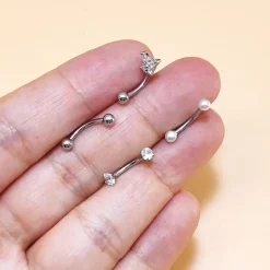 Besyvvin 4er Set Curved Barbell Piercing für Augenbrauen, Lippe, Helix, Rook