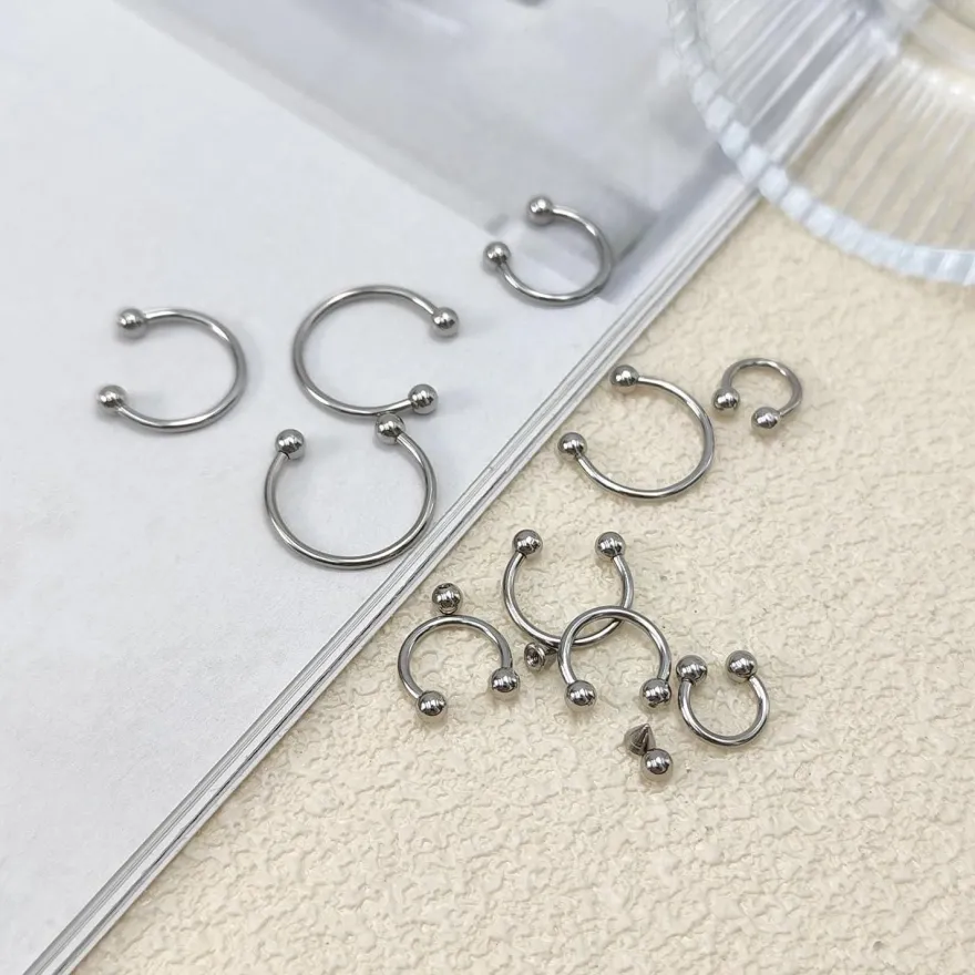Besyvvin 10er Set Hufeisen Nasenring Lippenpiercing Helix Ring 1,2mm Piercing