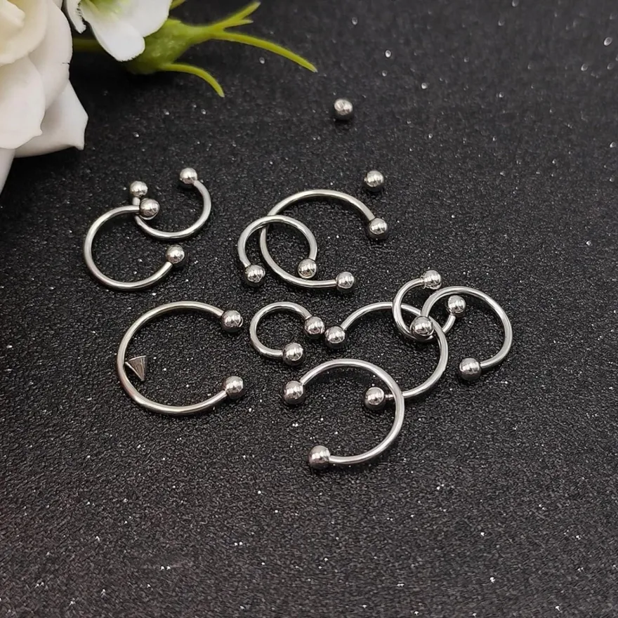 Besyvvin 10er Set Hufeisen Nasenring Lippenpiercing Helix Ring 1,2mm Piercing