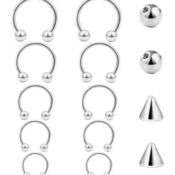 Besyvvin 10er Set Hufeisen Nasenring Lippenpiercing Helix Ring 1,2mm Piercing