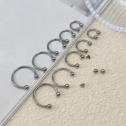 Besyvvin 10er Set Hufeisen Nasenring Lippenpiercing Helix Ring 1,2mm Piercing