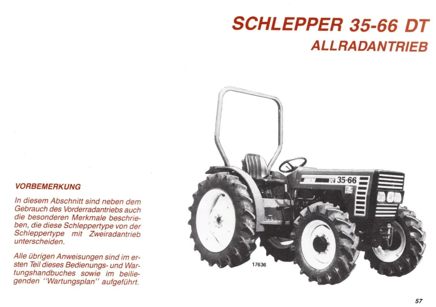 Betriebsanleitung Fiat Traktor Trattori 35-66 und 35-66 DT