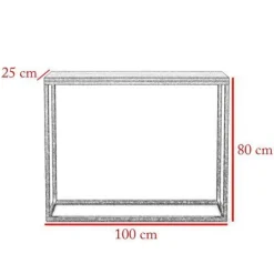 BETTSO Konsole für Flur elegante Schminktisch WELL 100cm Weiß mit Schwarzbeinen
