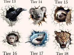 Bügelbild Bügelmotiv 3D Tiere Loch Fuchs Affe Panda Elefant verschiedene Größen