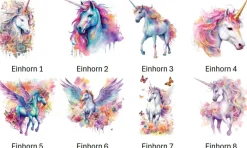 Bügelbild Bügelmotiv Einhorn Pegasus Pferd Unicorn Mädchen verschiedene Größen