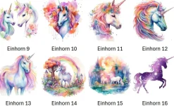 Bügelbild Bügelmotiv Einhorn Pegasus Pferd Unicorn Mädchen verschiedene Größen