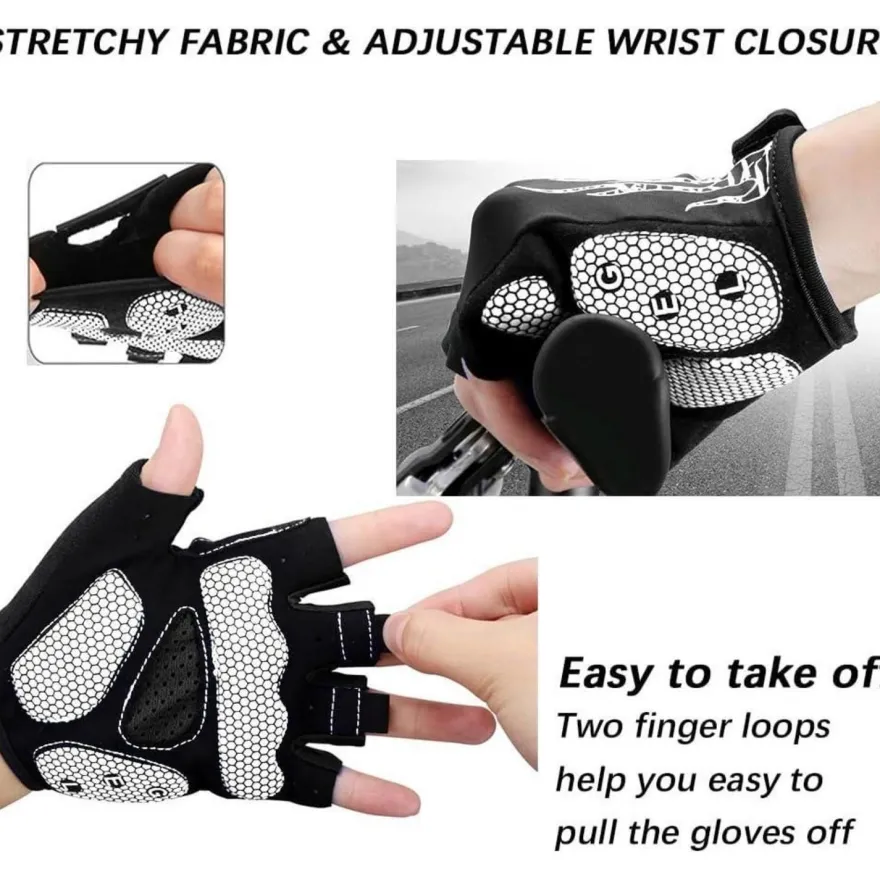 Bikingmoreok Fahrradhandschuhe Halbfinger Herren Damen Unisex Weiß S