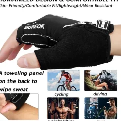 Bikingmoreok Fahrradhandschuhe Halbfinger Herren Damen Unisex Weiß S
