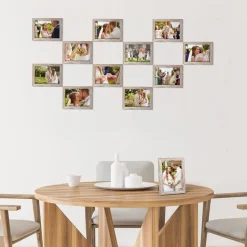 Bilderrahmen Set 13x18 cm Beige Holzmaserung Collage für Fotos
