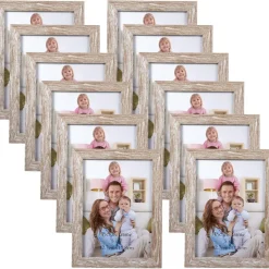 Bilderrahmen Set 13x18 cm Beige Holzmaserung Collage für Fotos