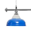Billard Lampe 3 Schirme blau mit Glas / silberfarbene Halterung