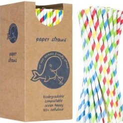 Bio-Papierstrohhalme Papierstrohhalme 6/205mm - Mix 250 Stück