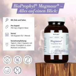 BioProphyl Magmaar | 750 mg L-Arginin Base mit Zink, Selen, Vitaminen, Niacin und B12