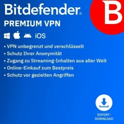 Bitdefender Premium VPN Unlimited 10 PC Geräte 1 Jahr PC MAC ESD @GWC