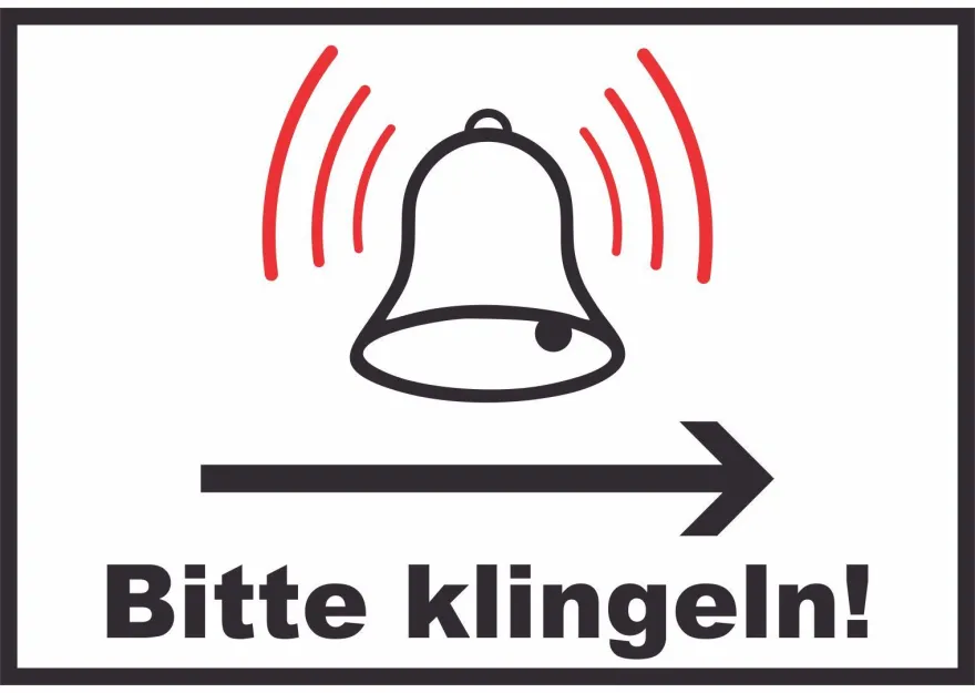 Bitte klingeln Richtungspfeil rechts Schild