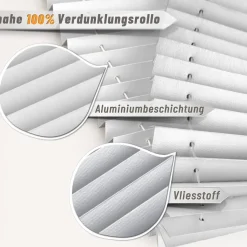 bobodeco Plissee Klemmfix Verdunkelung Weiß 65x200 cm - Einfache Montage ohne