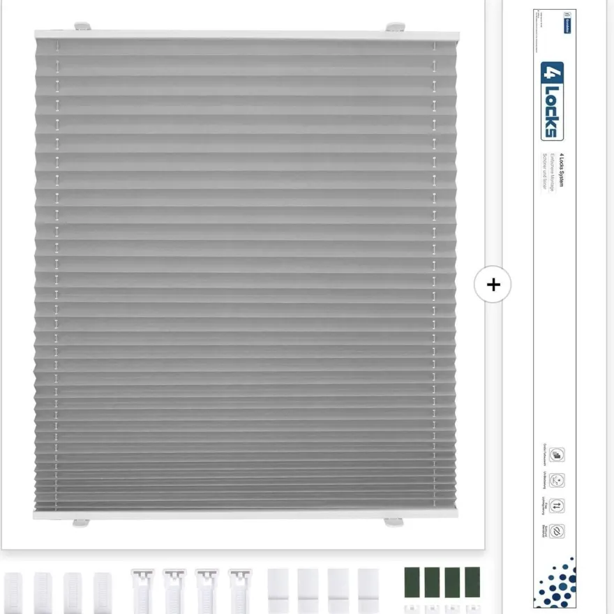 bobodeco Plissee ohne Bohren Verdunkelung Klemmfix Hellgrau 65x130 cm, Thermo