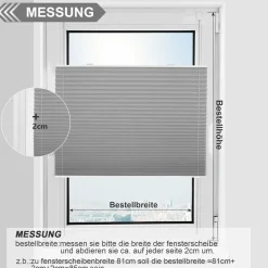 bobodeco Plissee ohne Bohren Verdunkelung Klemmfix Hellgrau 65x130 cm, Thermo