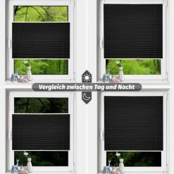 bobodeco Plissee ohne Bohren Verdunkelung Klemmfix Thermo 60x120 cm Schwarz