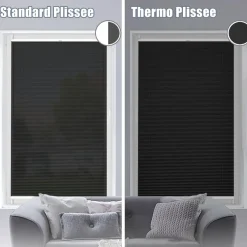 bobodeco Plissee ohne Bohren Verdunkelung Klemmfix Thermo 60x120 cm Schwarz