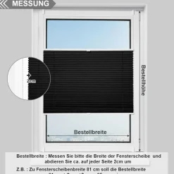 bobodeco Plissee ohne Bohren Verdunkelung Klemmfix Schwarz 90x120 cm Thermo