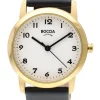 Boccia Damen-Armbanduhr mit Lederband Schwarz/Goldfarben 3291-04