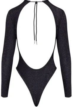 Body Cottelli PARTY - ORION - Langarm-Riobody - Schwarz mit Silberglitzer Gr.M