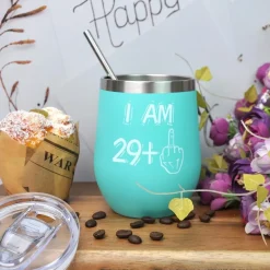 Bokalaka 30. Geburtstag Edelstahl Weinbecher für Frauen - 350ml, Blau