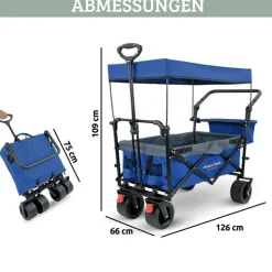 Bollerwagen faltbar Dach KILI Extra Breite Reifen Handwagen Transportwagen