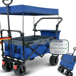 Bollerwagen faltbar Dach KILI Extra Breite Reifen Handwagen Transportwagen