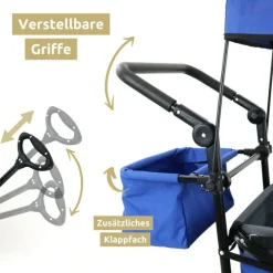 Bollerwagen faltbar Dach KILI Extra Breite Reifen Handwagen Transportwagen