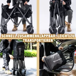 Bollerwagen Klappbarer All Terrain 150/200kg faltbar Handwagen für Camping
