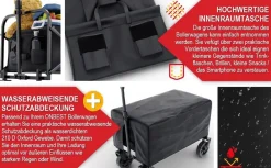 Bollerwagen Strandbollerwagen Faltbollerwagen Regenschutz 61 Liter klappbarer Schwarz