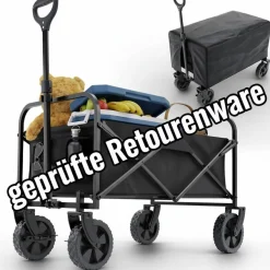 Bollerwagen Strandbollerwagen Faltbollerwagen Regenschutz 61 Liter klappbarer Schwarz