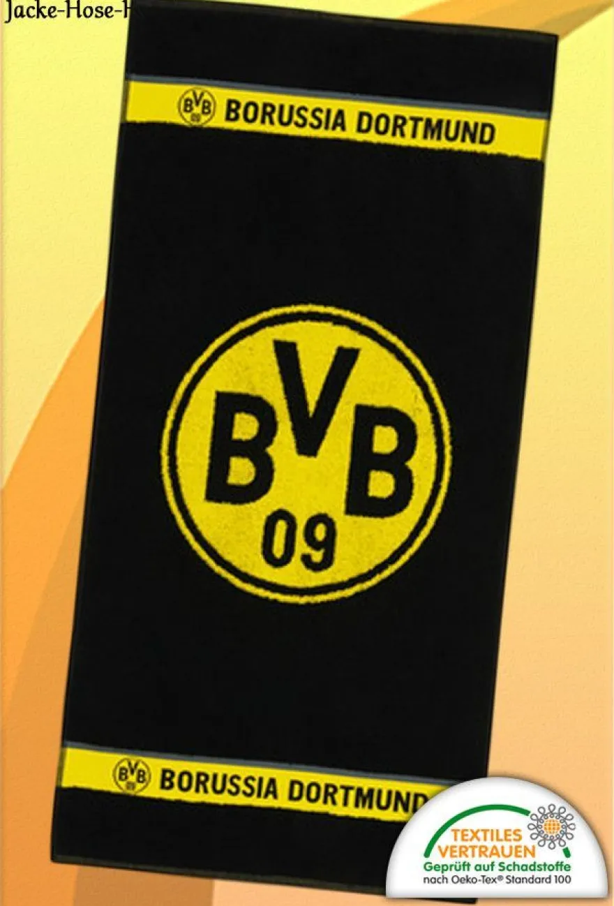 Borussia Dortmund BVB Duschtuch Badetuch Schwarz Gelb Grau Logo Gr: 70x140cm NEU
