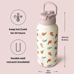 BOTTLE BOTTLE Edelstahl Trinkflasche 1L mit Strohhalm - Isolierflasche mit